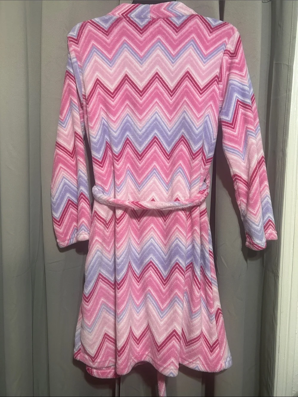 Pink and Purple Chevron Plush Robe with Blue Accents